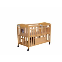 Foshan Manufacture Carriage Wooden Baby Crib With Braking Wheels